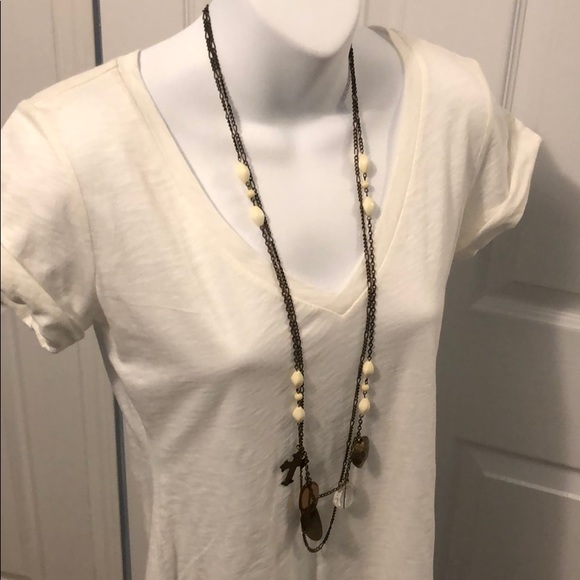 NWOT H&M Ivory and Copper Layered Necklace - Picture 5 of 6